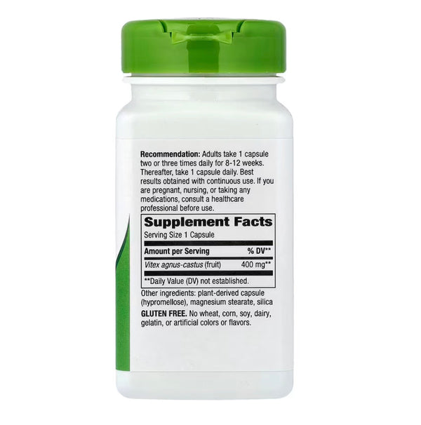 Nature's Way Vitex Fruit 400 mg per Serving Size, 100 Vegetable Capsules