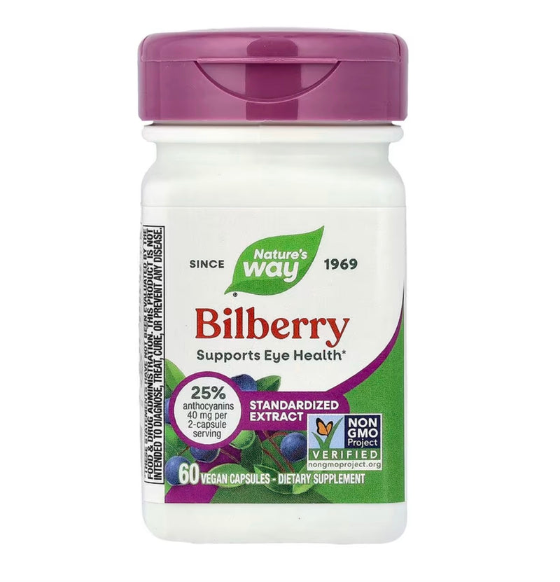 Nature's Way Bilberry, Standardized Extract, 60 Vegan Capsules