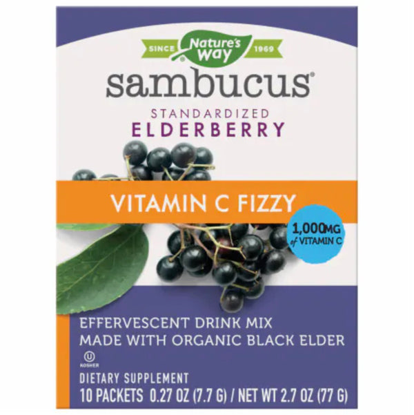 Nature's Way Sambucus Fizzy Drink Mix, Elderberry 10 Packets, 0.27oz