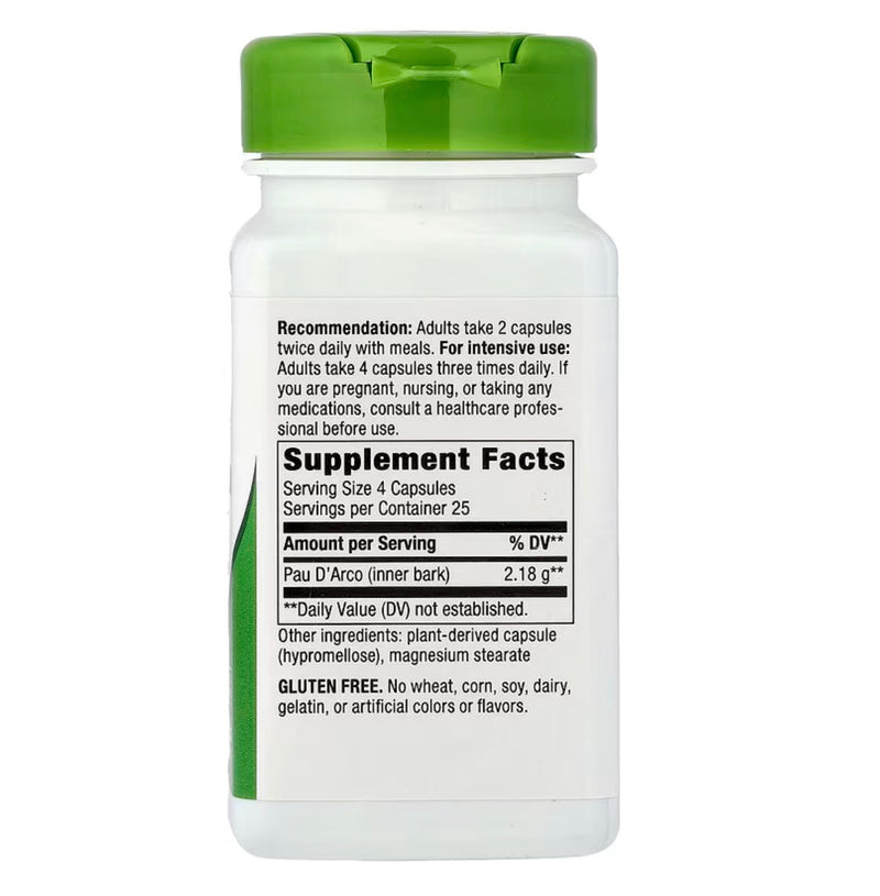 Nature's Way, Pau d'Arco Inner Bark, 1,090 mg, 100 cápsulas veganas