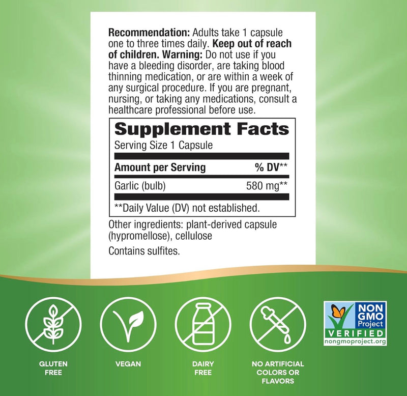 Camino de la naturaleza Bombas de ajo 580 mg de cápsulas vegetales