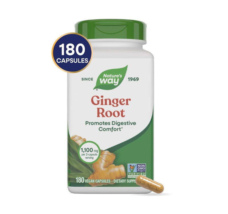 Nature's Way Ginger Root 1100 mg per Serving 180 Vegan Capsules