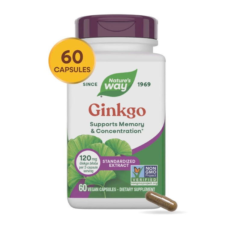 Nature's Way Ginkgo 120 mg per Serving, 60 Vegan Capsules