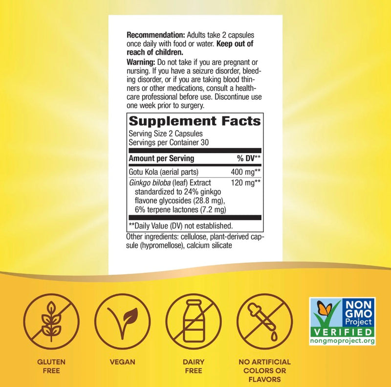 Nature's Way Ginkgo 120 mg per Serving, 60 Vegan Capsules