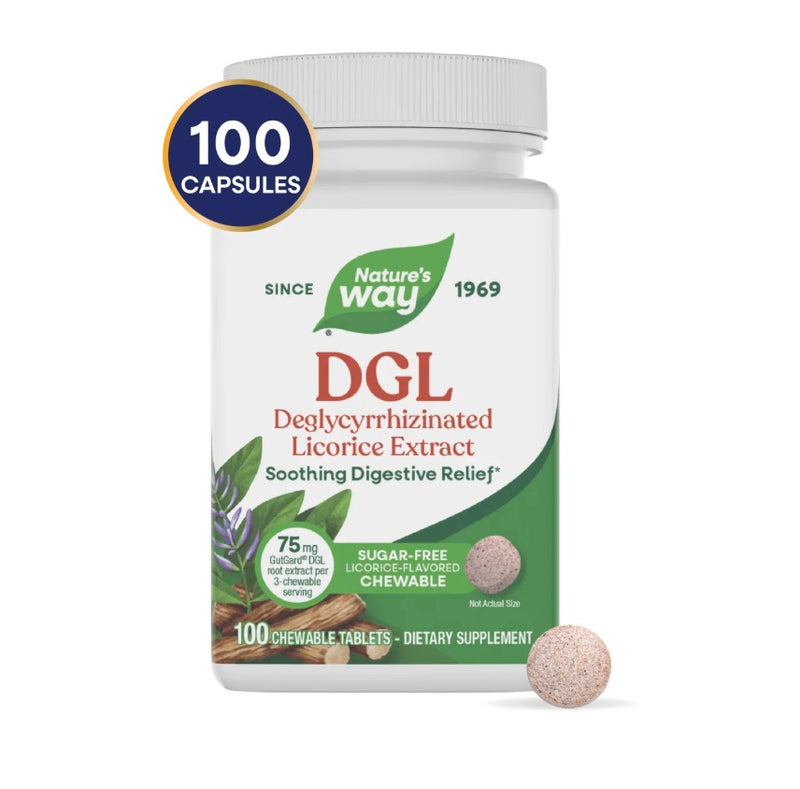 Nature's Way DGL Sugar Free 100 Chewable Tablets