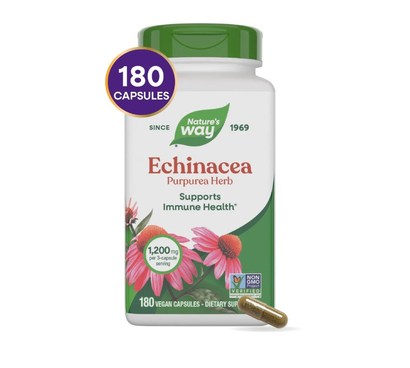 Nature's Way Echinacea Herbs 1200 mg 180 Cápsulas de vegetales