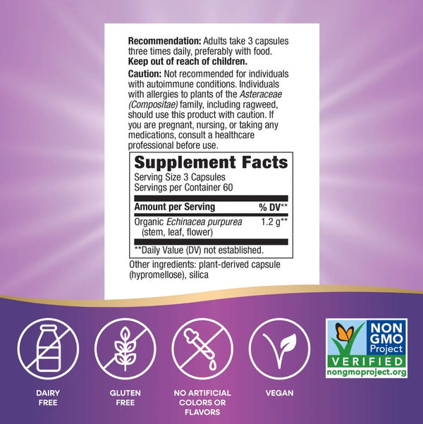 Nature's Way Echinacea Herbs 1200 mg 180 Cápsulas de vegetales