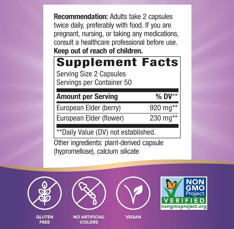 Nature's Way Black Elderberry 100 Vegetable Capsules