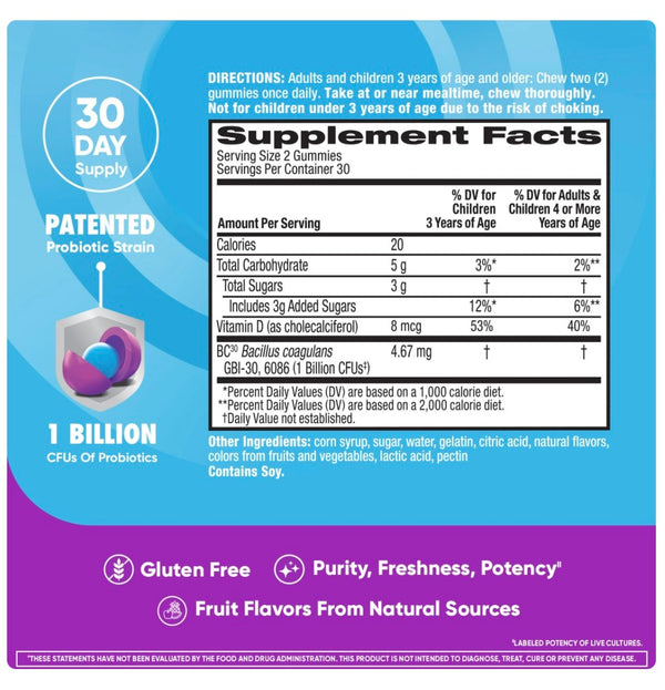 Digestive Advantage Kids Daily Probiotic Gummies - Survives Better than 50 Billion - 60 count