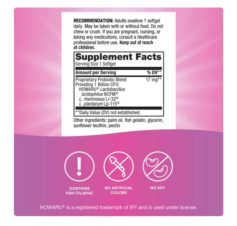 Nature's Way Probiotic Pearls Women's for Vaginal & Digestive Health, 30 Softgels