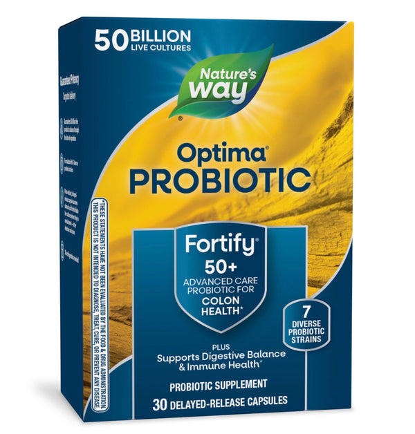 Natures Way Primadophilus Optima 50 Billion Active HDS Probiotics Adult 50+ for Colon Health 30 Capsules