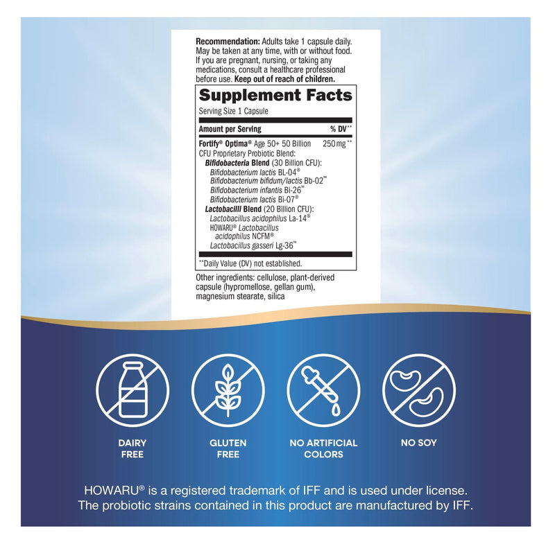 Natures Way Primadophilus Optima 50 Billion Active HDS Probiotics Adult 50+ for Colon Health 30 Capsules