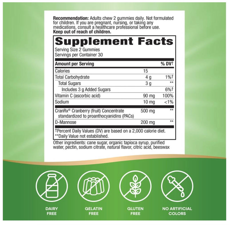 Nature's Way CranRx Cranberry with D-Mannose, Vitamin C, 60 Gummies