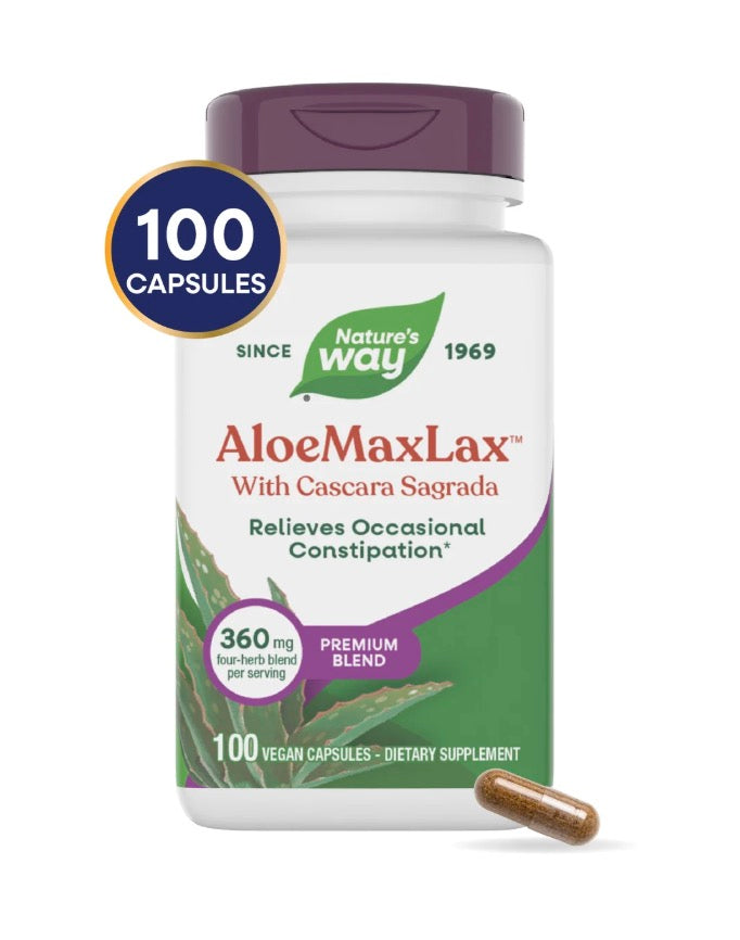 Nature's Way AloeMaxLax with Cascara Sagrada 360 mg per Serving Size, 100 Capsules