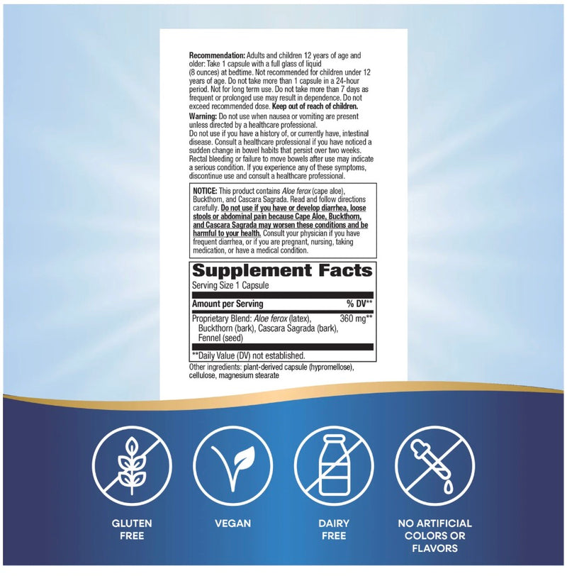 Nature's Way AloeMaxLax with Cascara Sagrada 360 mg per Serving Size, 100 Capsules