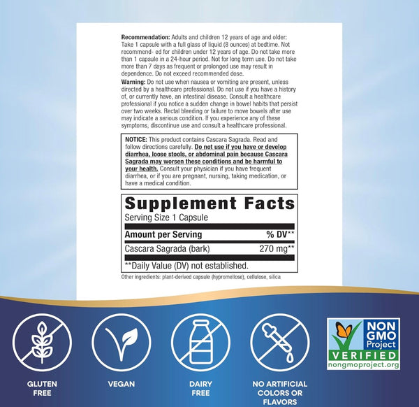 Nature's Way Cascara Sagrada 180 Vegetable Capsules