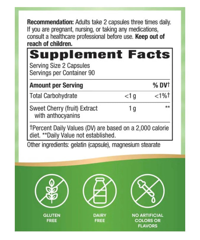 Nature's Way Cherry Fruit 1000 mg per Serving Size, 180 Capsules