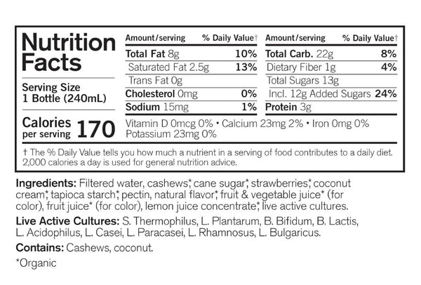 Forager Project, Organic Dairy-Free Strawberry Probiotic Cashewmilk Yogurt, 8 oz