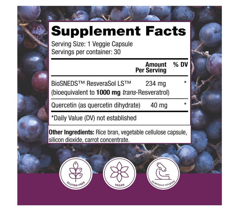 Reserveage Beauty Resveratrol Plus 1000 Mg - 30 Veggie Capsules