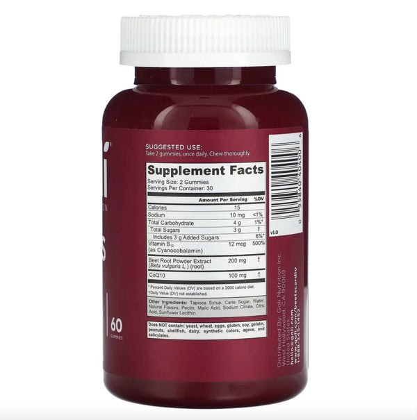 Goli Nutrition Beets Cardio Vegan Vitamin Gummies - 60ct