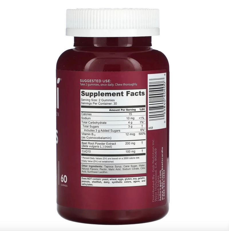 Goli Nutrition Beets Cardio Vegan Vitamin Gummies - 60ct