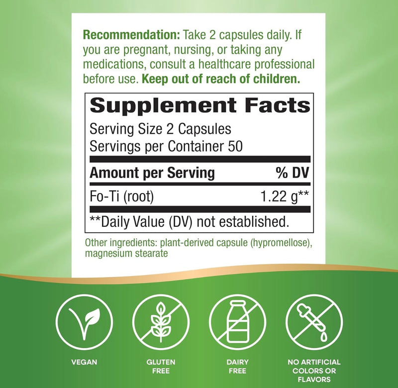 Camino de la naturaleza Fo-Ti 610 mg de cápsulas de vegetales