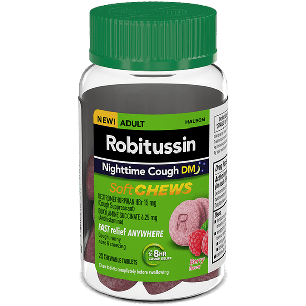 Robitussin Nighttime Cough Dm Soft Chewables Tablets Berry 20ct