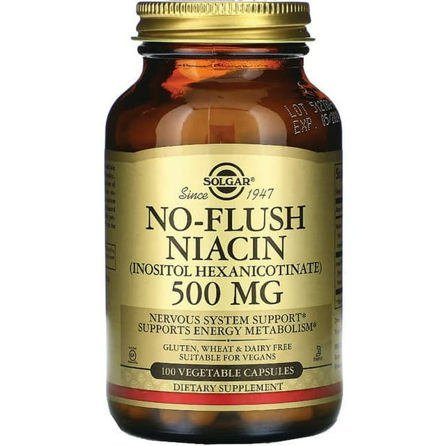 Solgar No-Flush Niacin 500mg Vegetable Capsules 100ct
