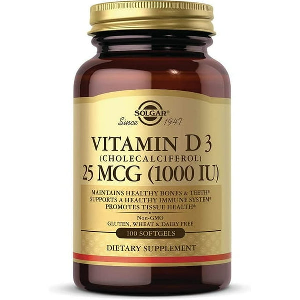 Solgar Vitamin D3 (CHOLECALCIFEROL) 25MCG (1000IU)  Softgels 100ct