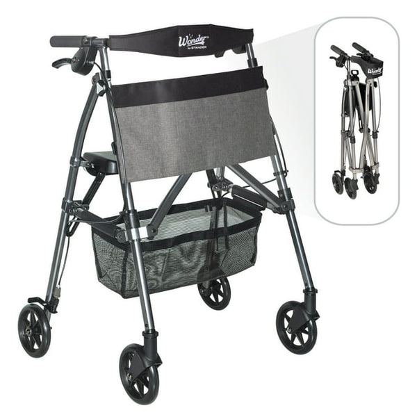 Stander Wonder Rollator Plus Ez Fold N Go Rollator Black Walnut