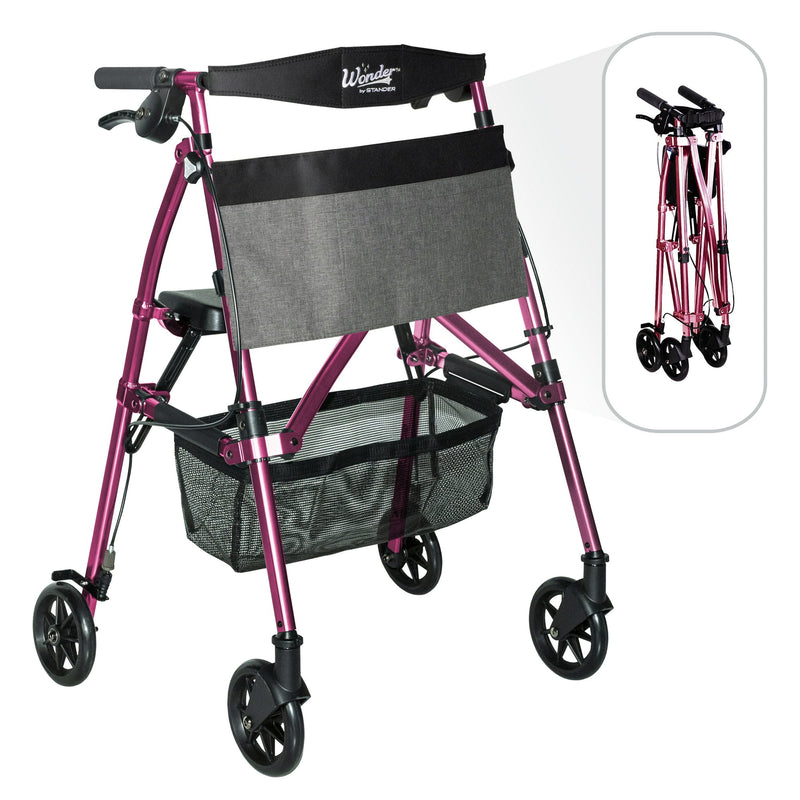 Stander Wonder Rollator Plus Ez Fold N Go Rollator Legal Rose