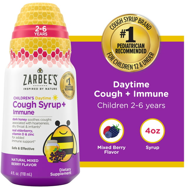 Jarabe para tos diurno de Zarbee's Children + inmune 4oz
