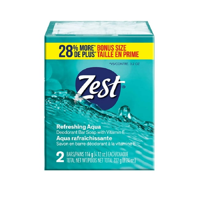 Zest Refreshing Aqua Soap 4 oz 2ct