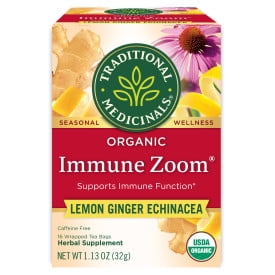 Traditional Medicinals Tea  Organic Immune Zoom Lemon Ginger  Tea Bags  16 Count