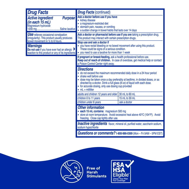 Phillips Milk Of Magnesia Liquid Laxative Original 26 Fl Oz