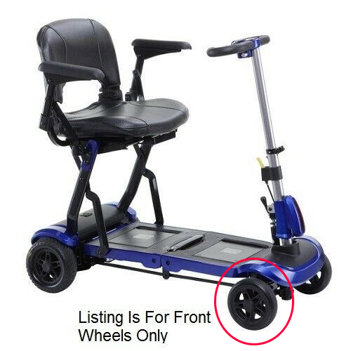 Drive Medical Fits Drive Zoome Flex Folding Scooter FRONT WHEELS ONLY,2 Black Solid Tires/Wheels