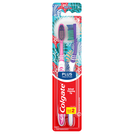 Colgate Plus Full Head Adult Toothbrush  Soft 2 Count