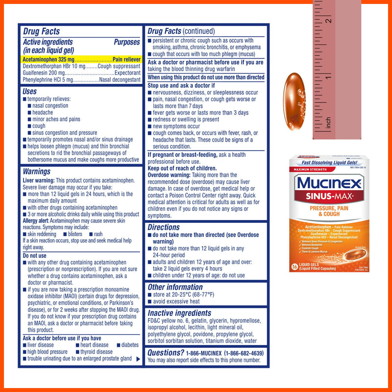 Mucinex Sinus Max Severe Congestion Relief Liquidgels 16ct