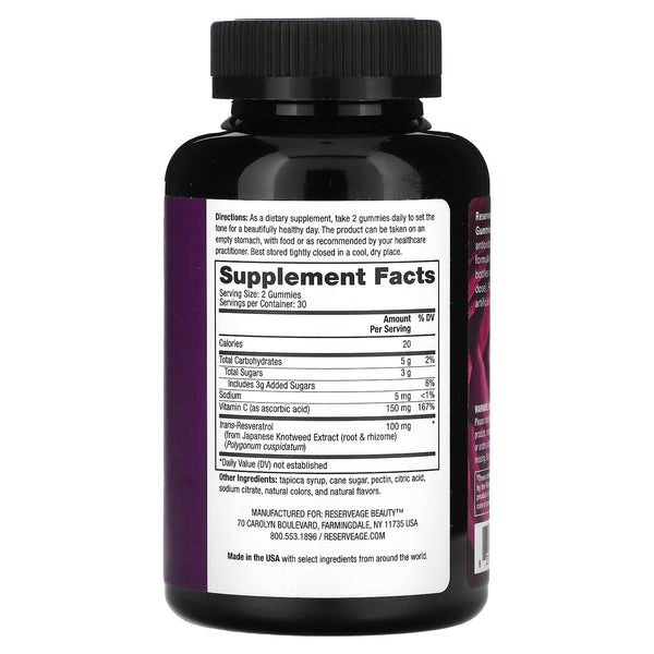 Reserveage Resveratrol Gummies 100mg 60ct