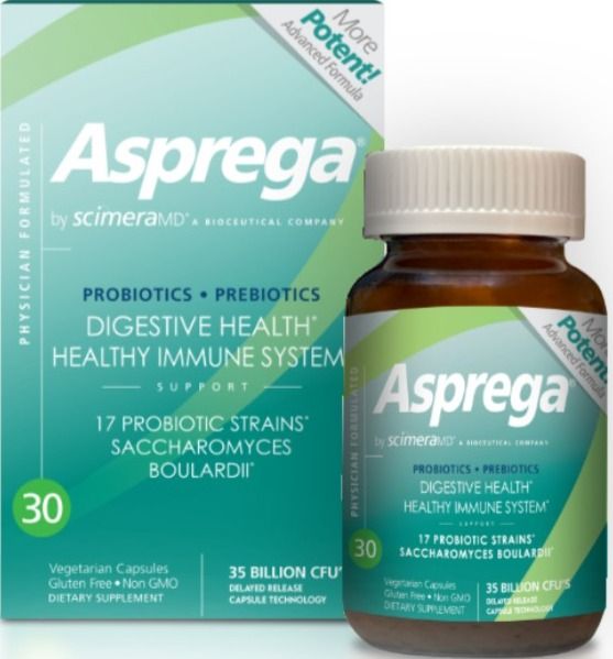 Scimeramd® ASPREGA Probiótico + Suplemento prebiótico para la salud digestiva y el apoyo del sistema inmunitario, 35 mil millones de CFU