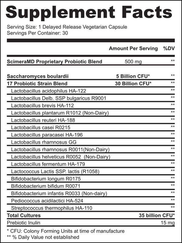 Scimeramd® ASPREGA Probiótico + Suplemento prebiótico para la salud digestiva y el apoyo del sistema inmunitario, 35 mil millones de CFU