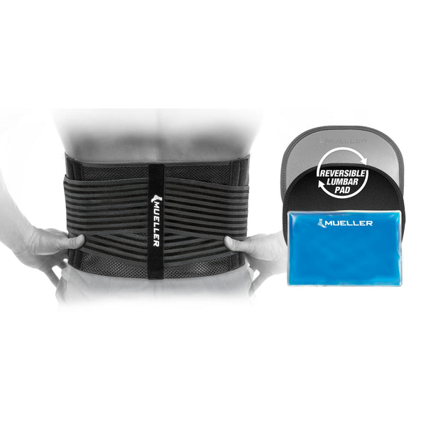 Mueller Lumbar 4-in-1 Back Brace with Hot Cold Pack One Size