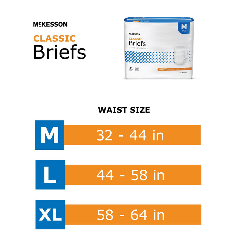 McKesson Classic Briefs Incontinence Light Absorbency XL 15 ct