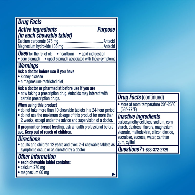 Rolaids Extra Strength Antacid Mint Chewable Tablets, 96 CT