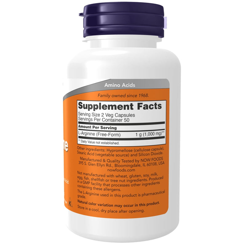 Now Arginine 500mg 250 Vegetable Capsules