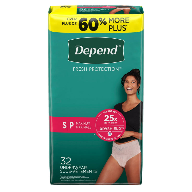 Depend Fresh Protection Incontinence Underwear Briefs for Women S/M 32ct 53741