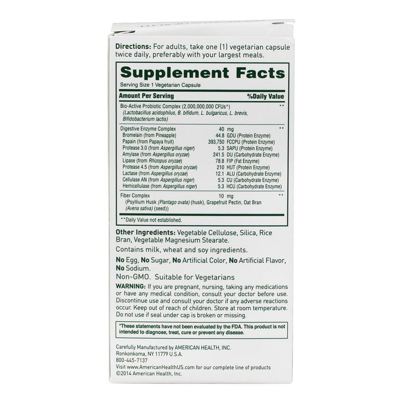 American Health Enzyme Probiotic Complex 60 Vegetable Capsules