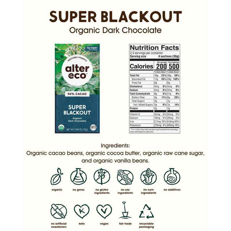 Alter Dark Super Blackout Dark Chocolate Bar 3.5oz