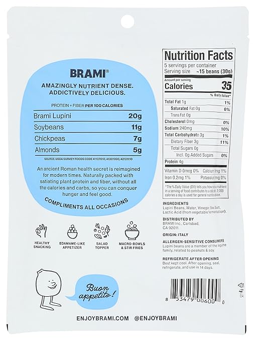 Brami Lupini Snack Bean sal y vinagre, 5.3 oz