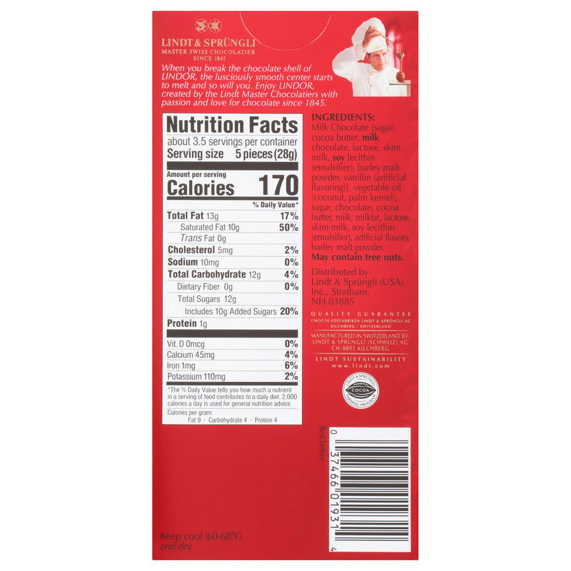 Lindt Lindor Truffle Milk Chocolate 3.5oz